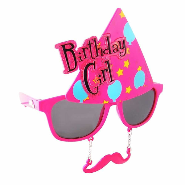 Birthday Girl Sunglasses with Mustache | Sun-Staches